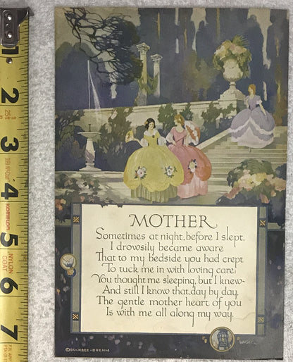 Vintage Buckbee-Brehm Print - "Mother" Poem Illustration