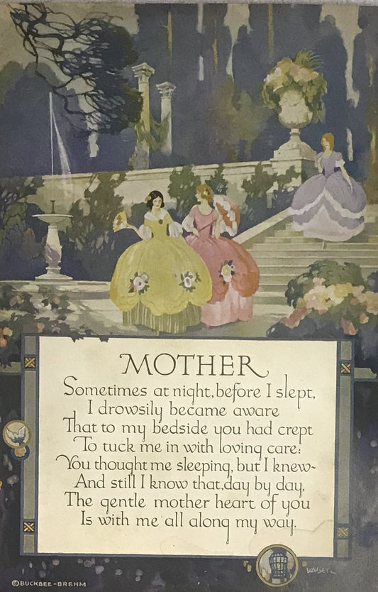 Vintage Buckbee-Brehm Print - "Mother" Poem Illustration