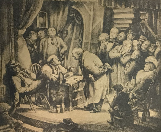 Vintage Lithograph "Casting for Character" by Don Freeman - Theatrical Scene