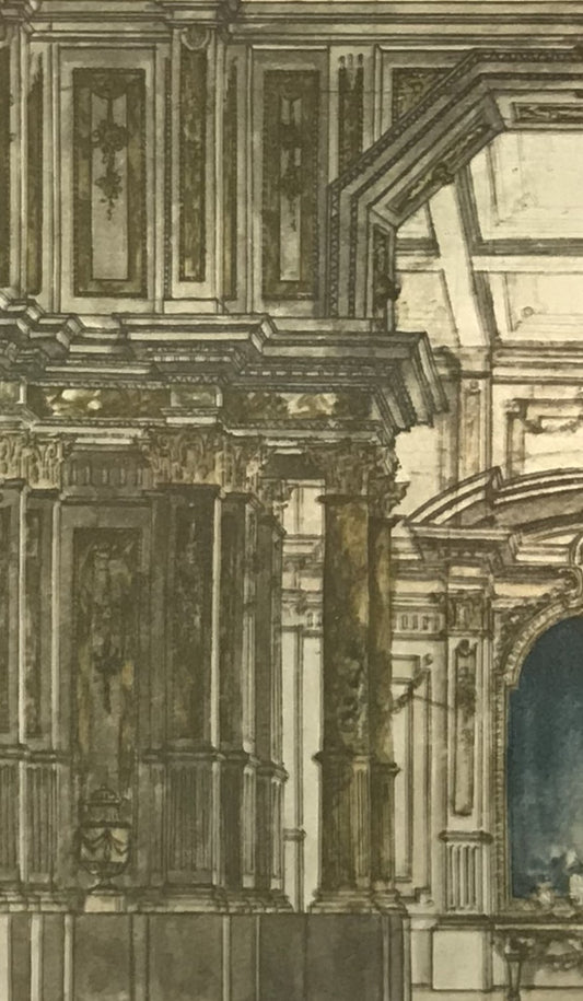 Antique Architectural Drawing - Classical Interior Design Sketch