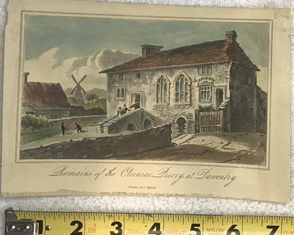 Remains of the Cluniac Priory at Daventry by J. Elspolitt - Antique Hand-Colored Print