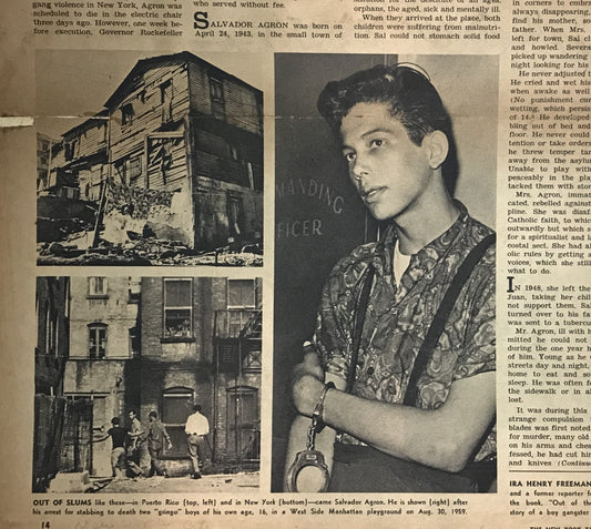 Salvador Agron News Print – The Life of a Puerto Rican Street Gang Member