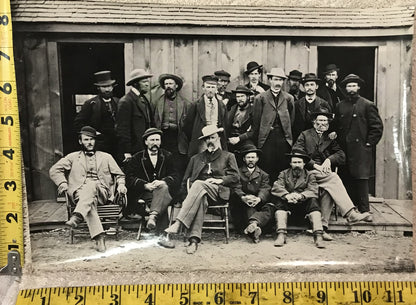 Group of Men Outside Cabin - Vintage Western Photograph