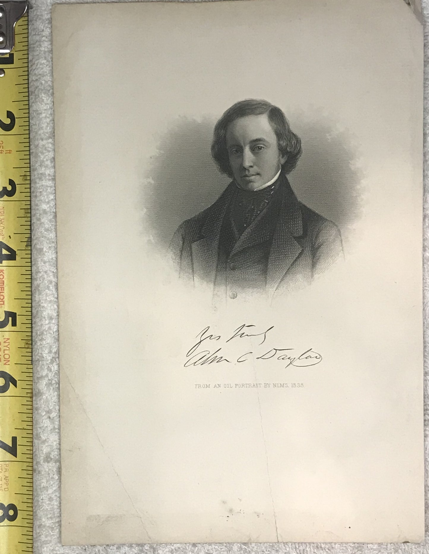 Antique Engraving of Adam C. Dayton – 1838 Oil Portrait by Nims