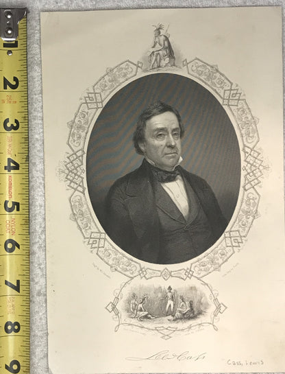 Antique Portrait of Lewis Cass – Historical Engraving