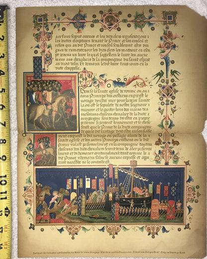 Vintage Medieval Script Page Print - "Knights and the Holy Grail"