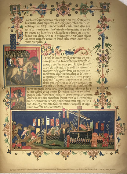 Vintage Medieval Script Page Print - "Knights and the Holy Grail"