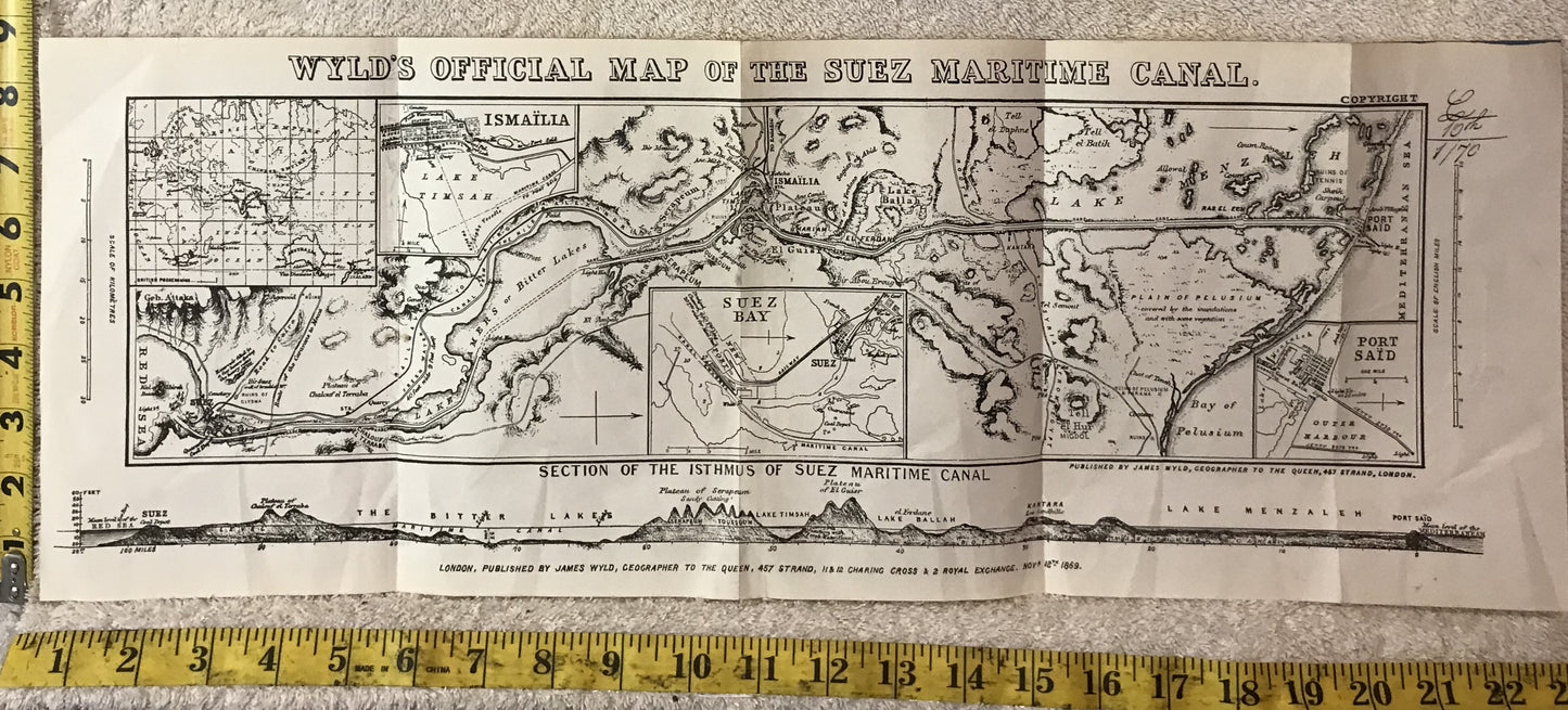 Wyld's Official Map of the Suez Maritime Canal (1859) - Vintage Historical Map