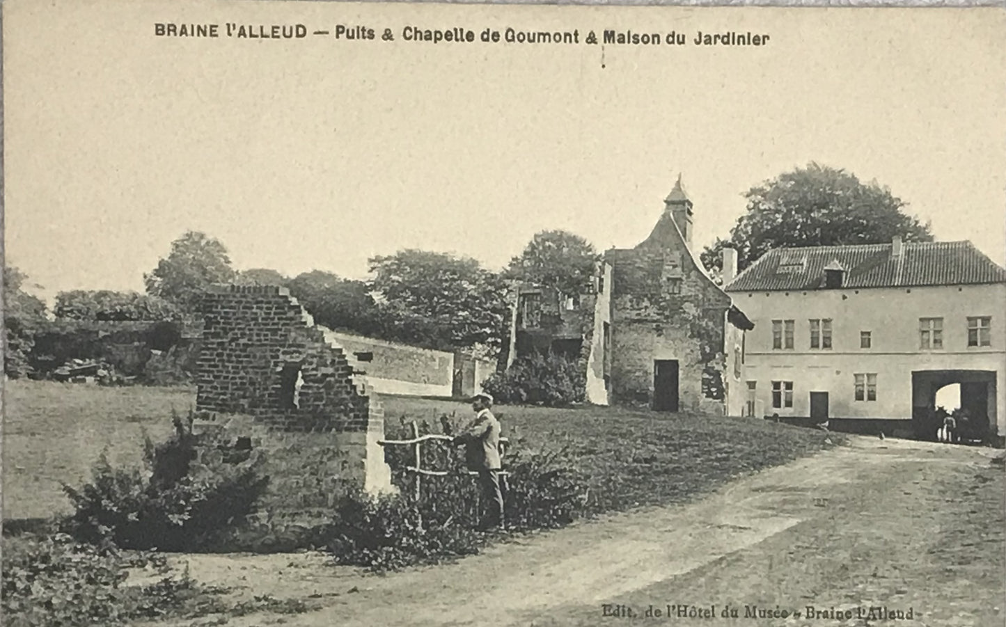 Vintage Postcard (Braine-l'Alleud - Puits & Chapelle de Goumont & Maison du Jardinier)