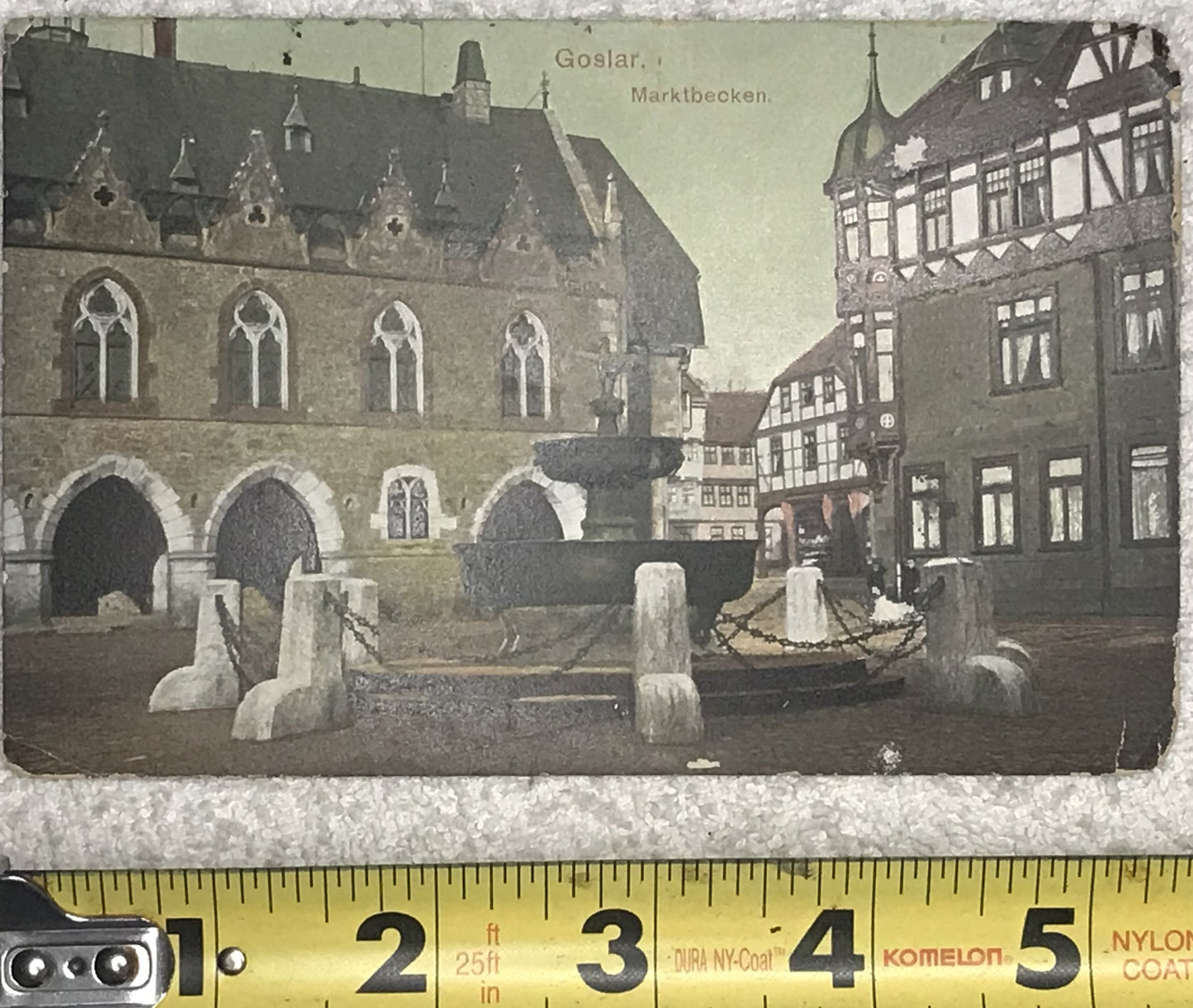 1906 Antique Postcard - Goslar Marktplatz with Market Fountain, Halberstadt