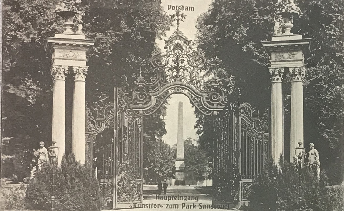 Vintage Sanssouci Park Entrance Postcard – Potsdam, Germany, Unused, Baroque Gates