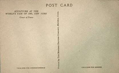 Antique Postcard - Sculpture at the World's Fair 1940, New York - Court of Peace