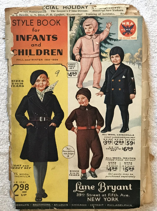 Fall and Winter 1933-1934 Style Book for Infants and Children by Lane Bryant