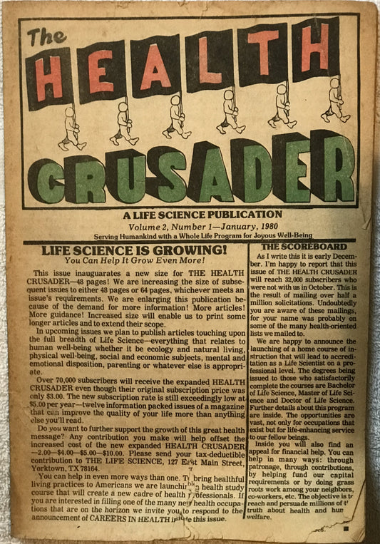 The Health Crusader, a January 1980 issue, Volume 2, Number 1