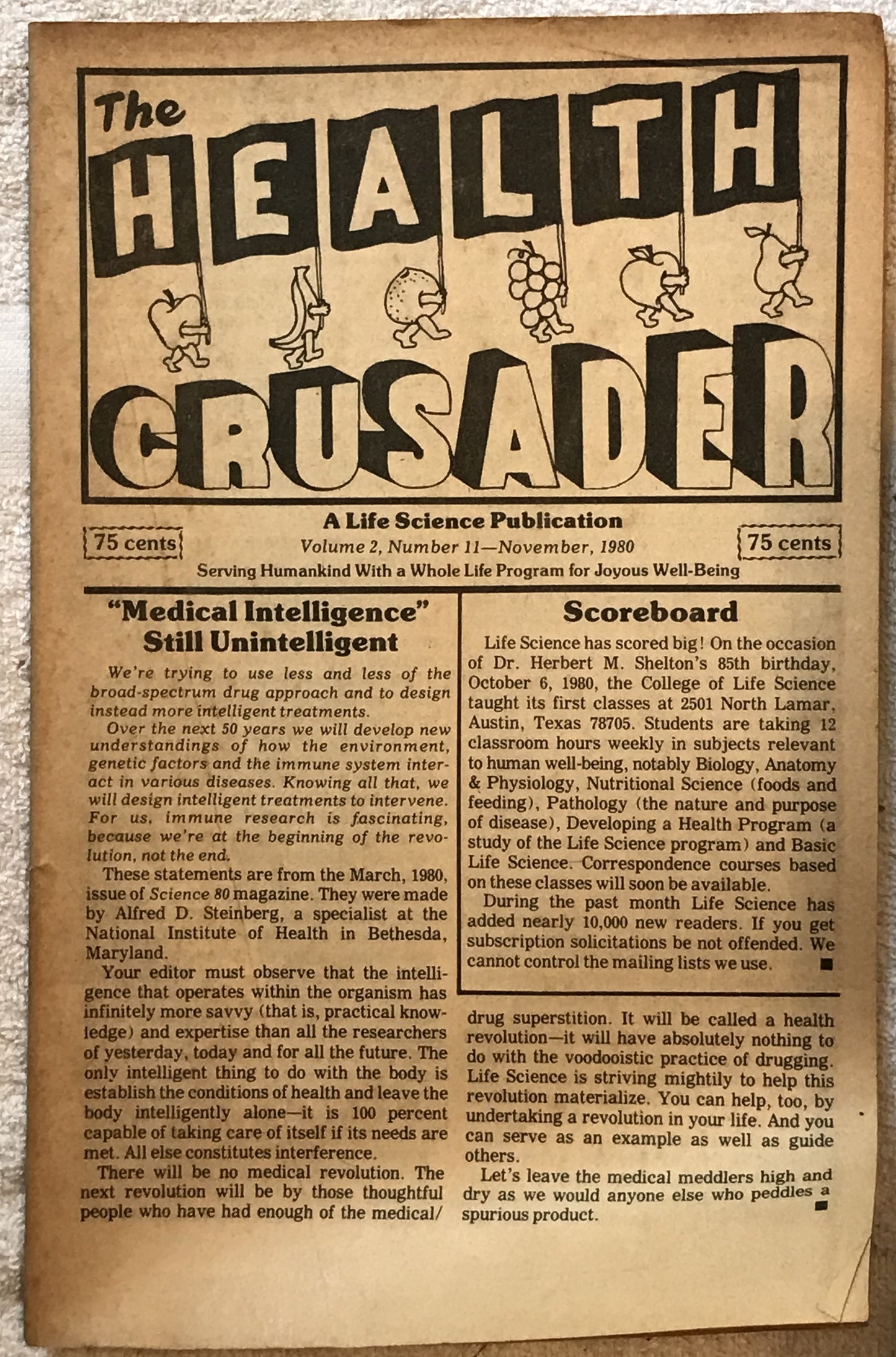 The Health Crusader, a November 1980 issue, Volume 2, Number 11