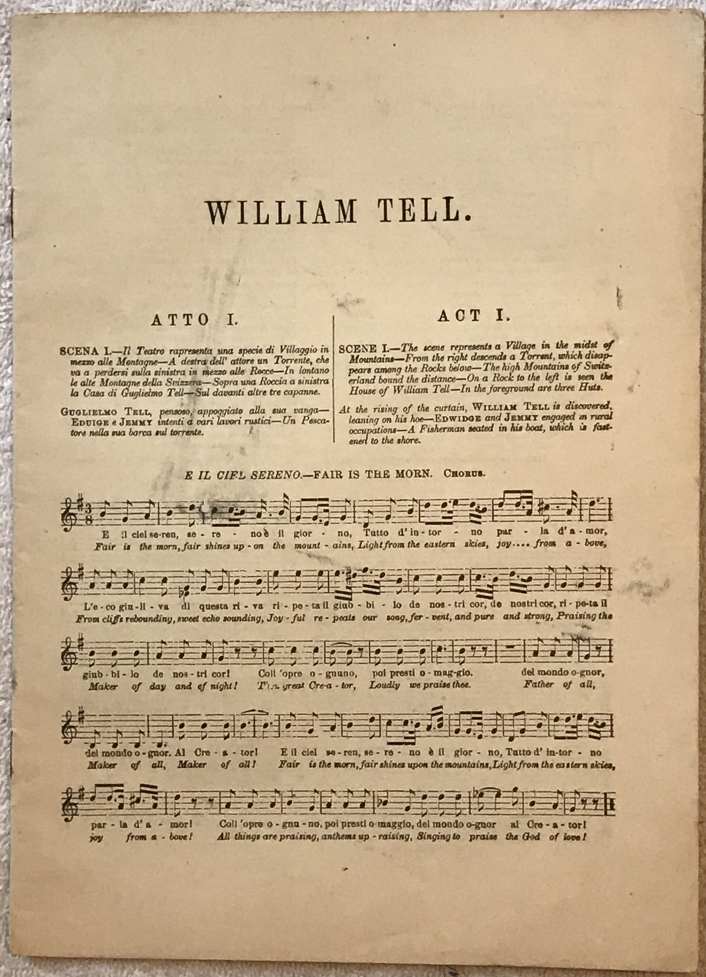 William Tell (Italian: Guglielmo Tell), composed by Gioachino Rossini