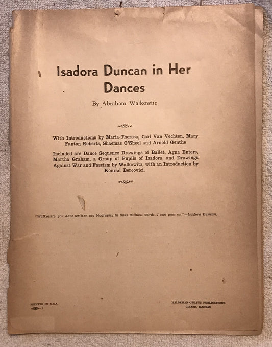 Isadora Duncan in Her Dances by Abraham Walkowitz – Haldeman-Julius Publications