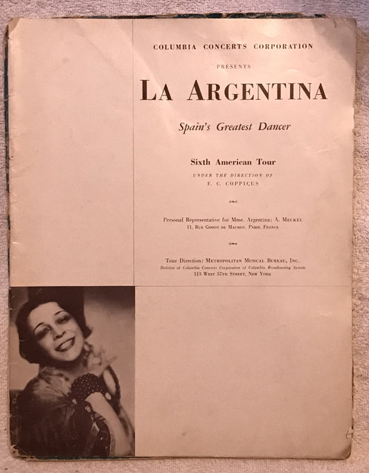 La Argentina – Spain's Greatest Dancer Sixth American Tour Program