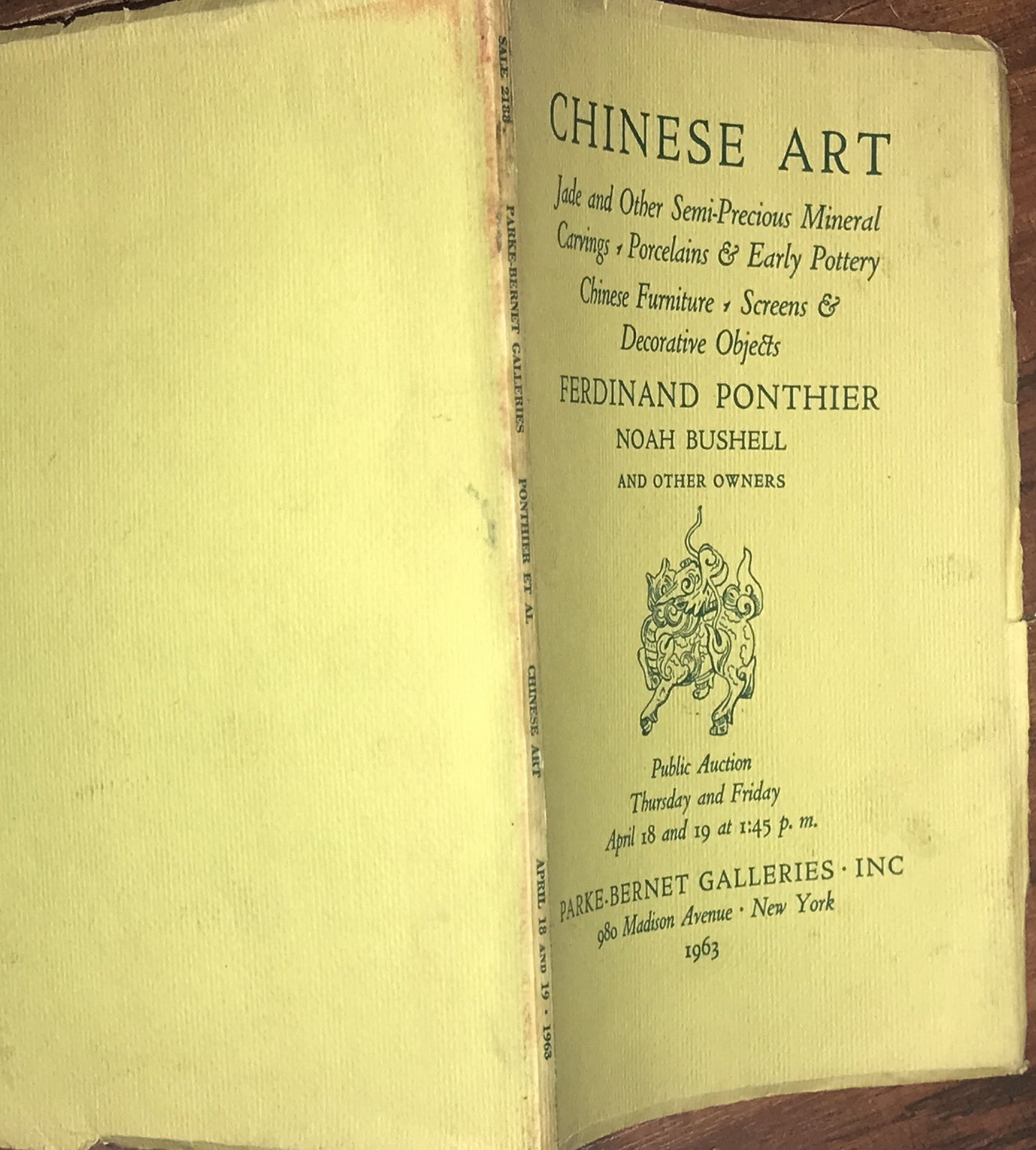 Chinese Art Auction Catalog by Parke-Bernet Galleries, Inc. (1963)