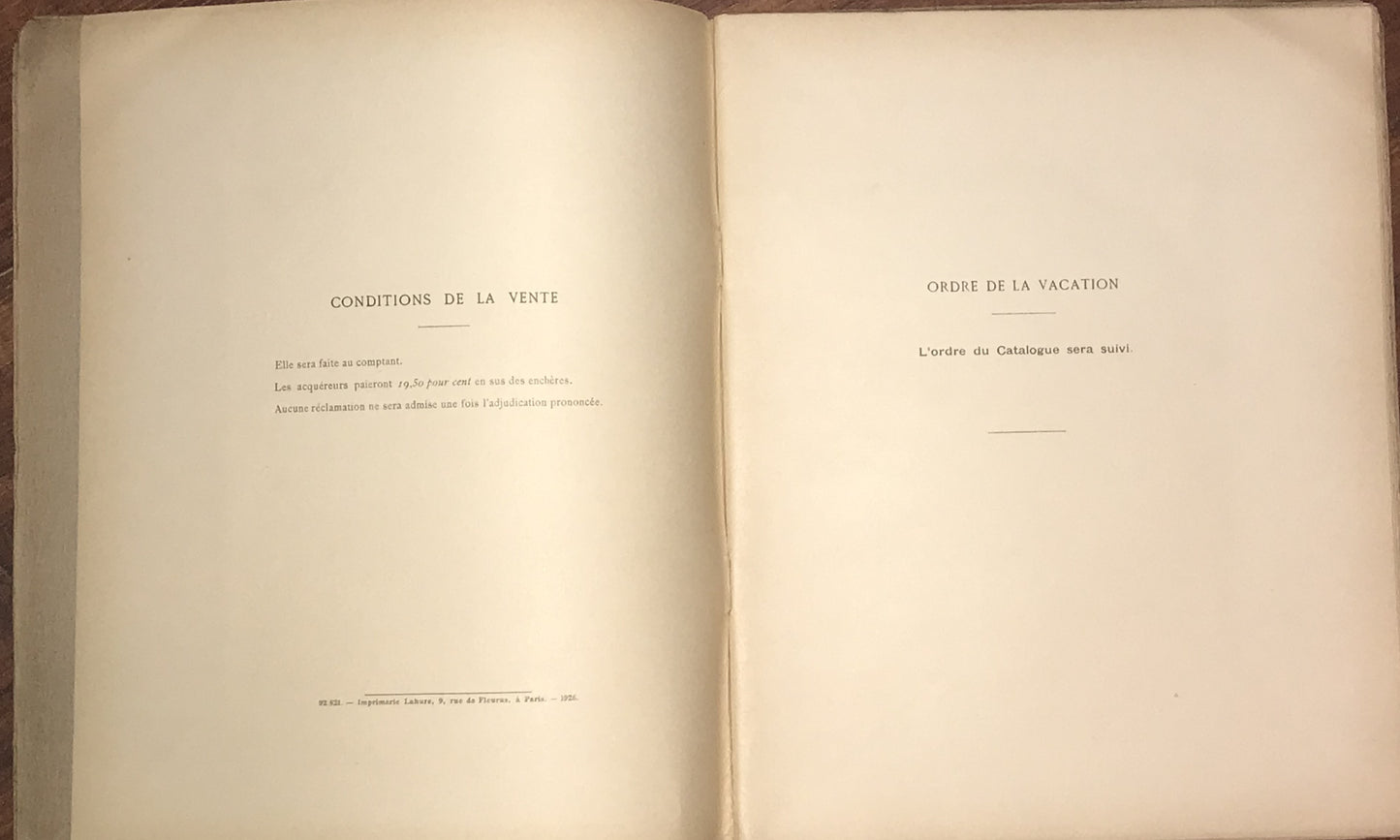 Tableaux Modernes et Anciens - March 1926 Auction Catalog, Succession de Madame H.