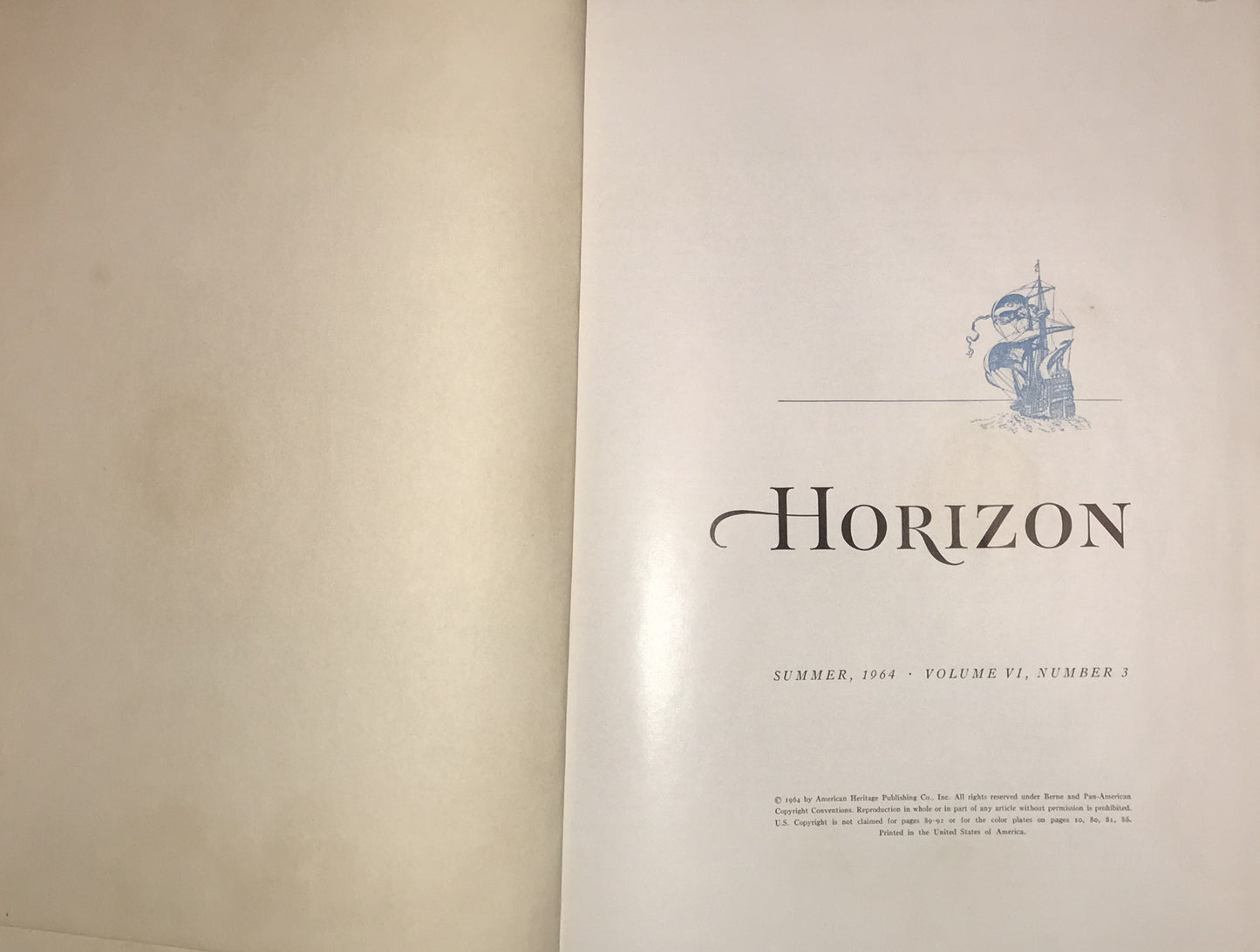 Horizon: A Magazine of the Arts Summer 1964, Volume VI, Number 3