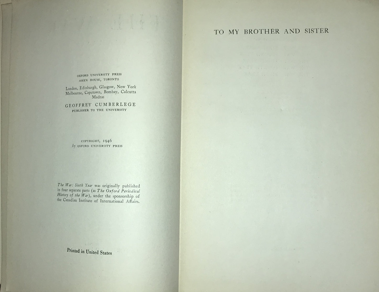 The War: Sixth Year by Edgar McInnis (Oxford University Press, 1946)