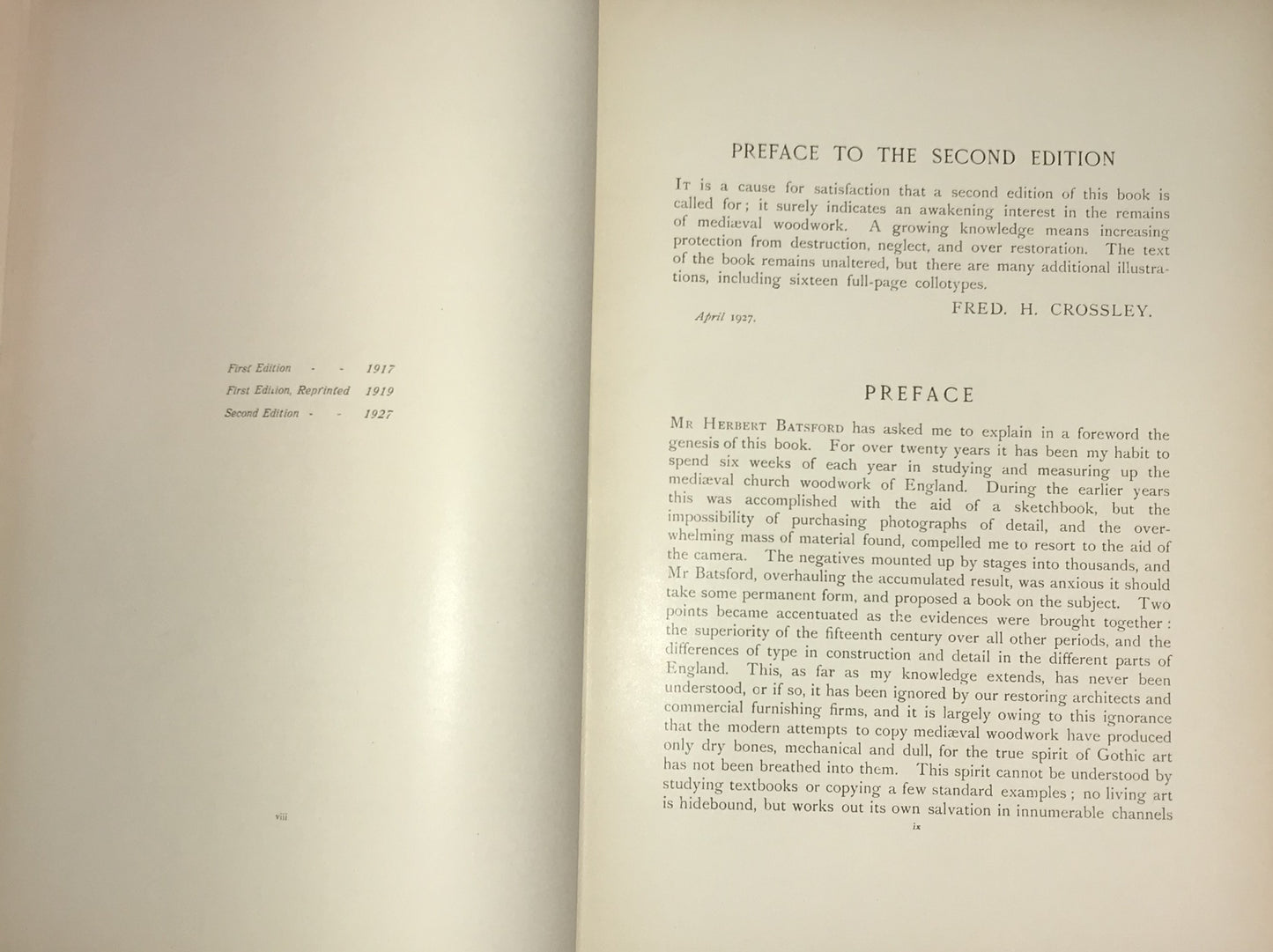 English Church Woodwork: A Study in Craftsmanship (Second Edition) by F.E. Howard & F.H. Crossley - 1933