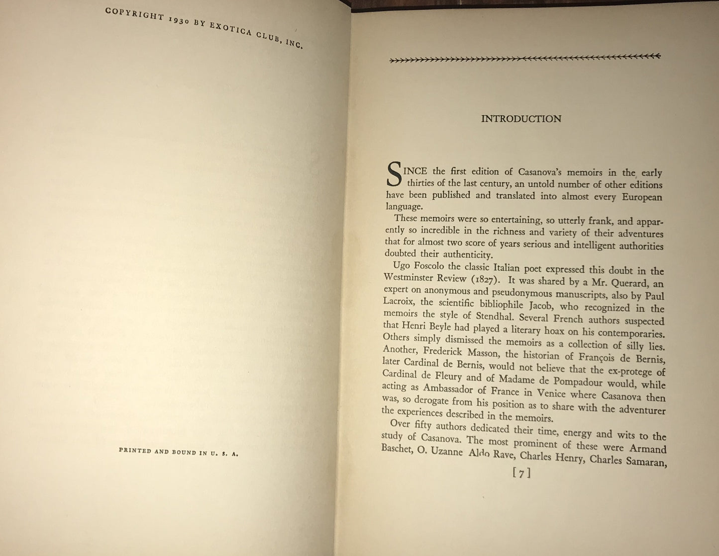 Casanova's Memoirs (1930) - Edited by Joseph Monet, Illustrated by Vincente Minnelli