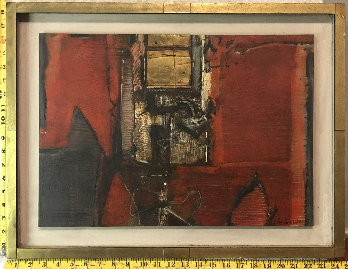 Abstract Modernist Painting by Linton West – Framed Original Signed