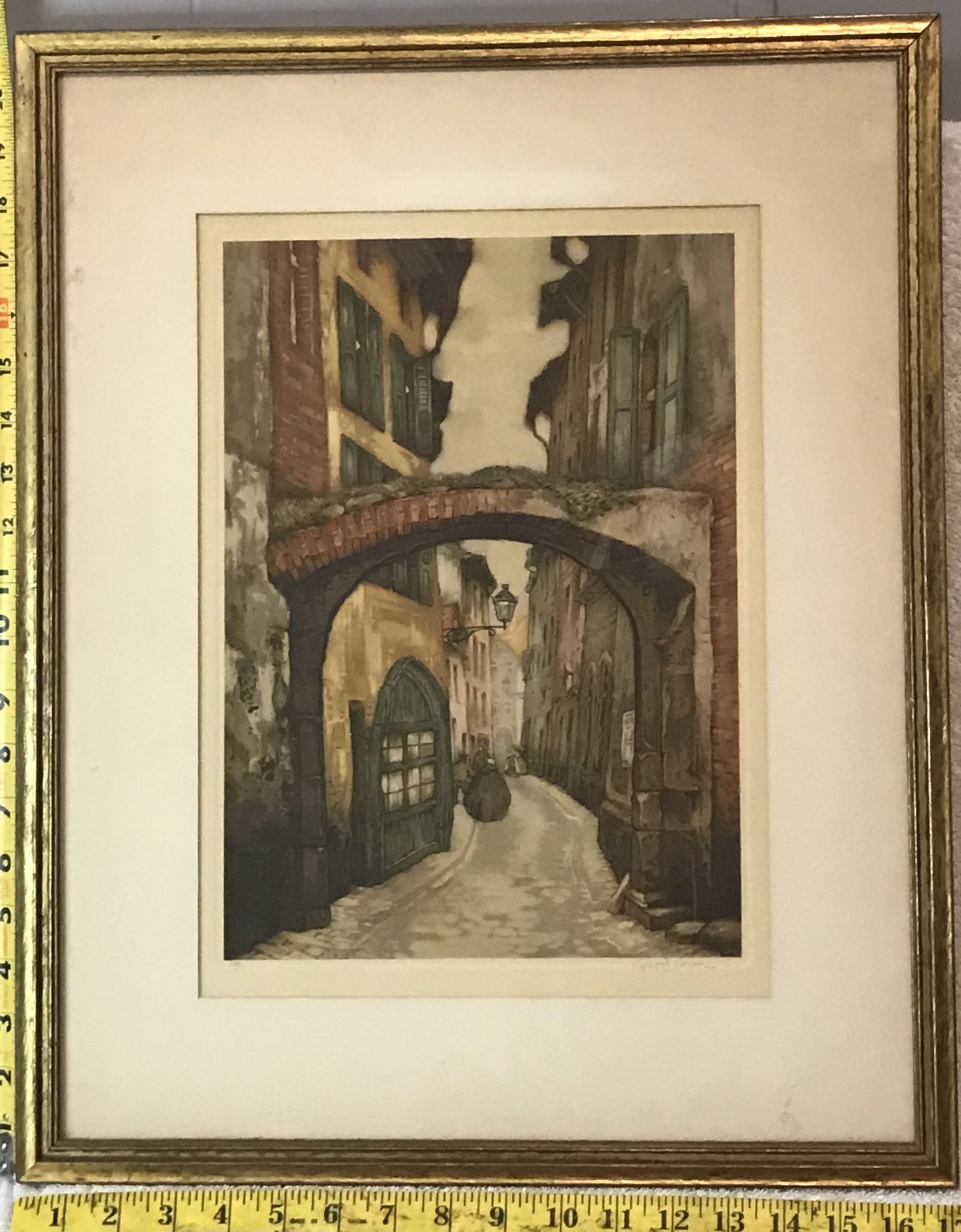 Limited Edition Lithograph of a European Street Scene by Axel C. Haig