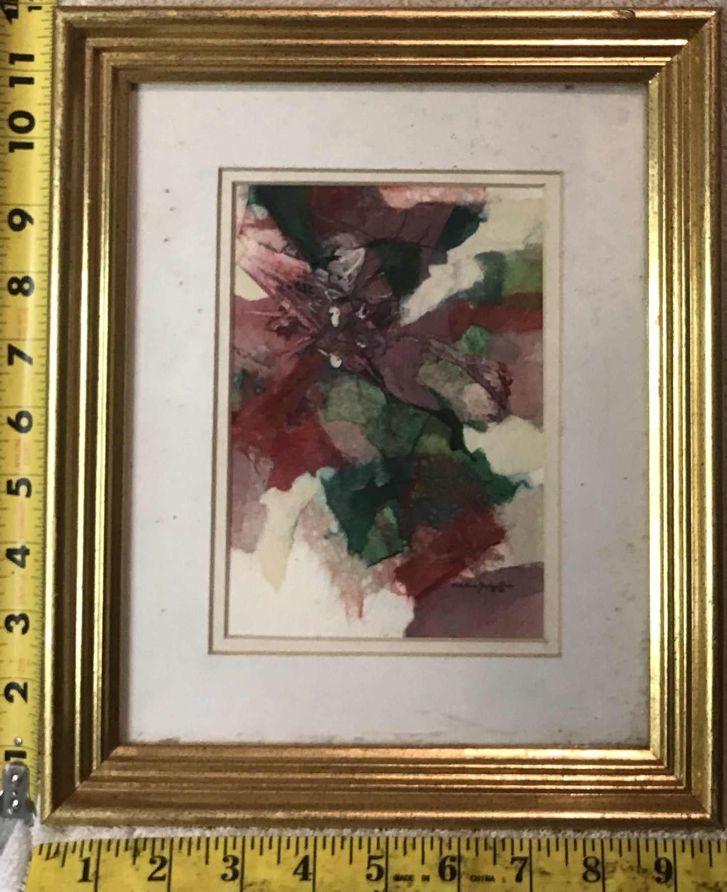 Original Abstract Watercolor by Marlene Grenon – Signed 1993, Framed