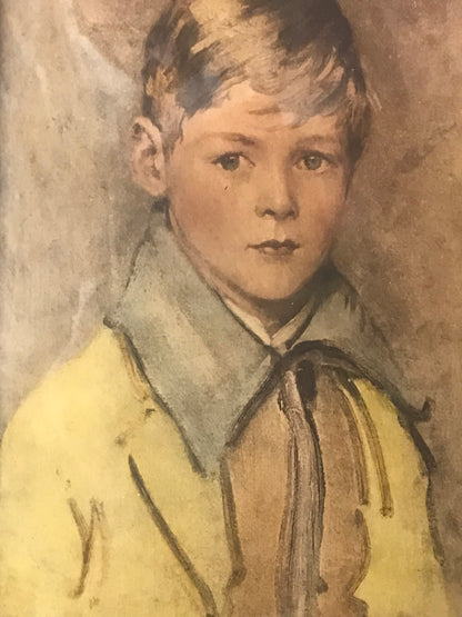 Vintage Portrait of a Boy in Yellow Coat – Framed Print