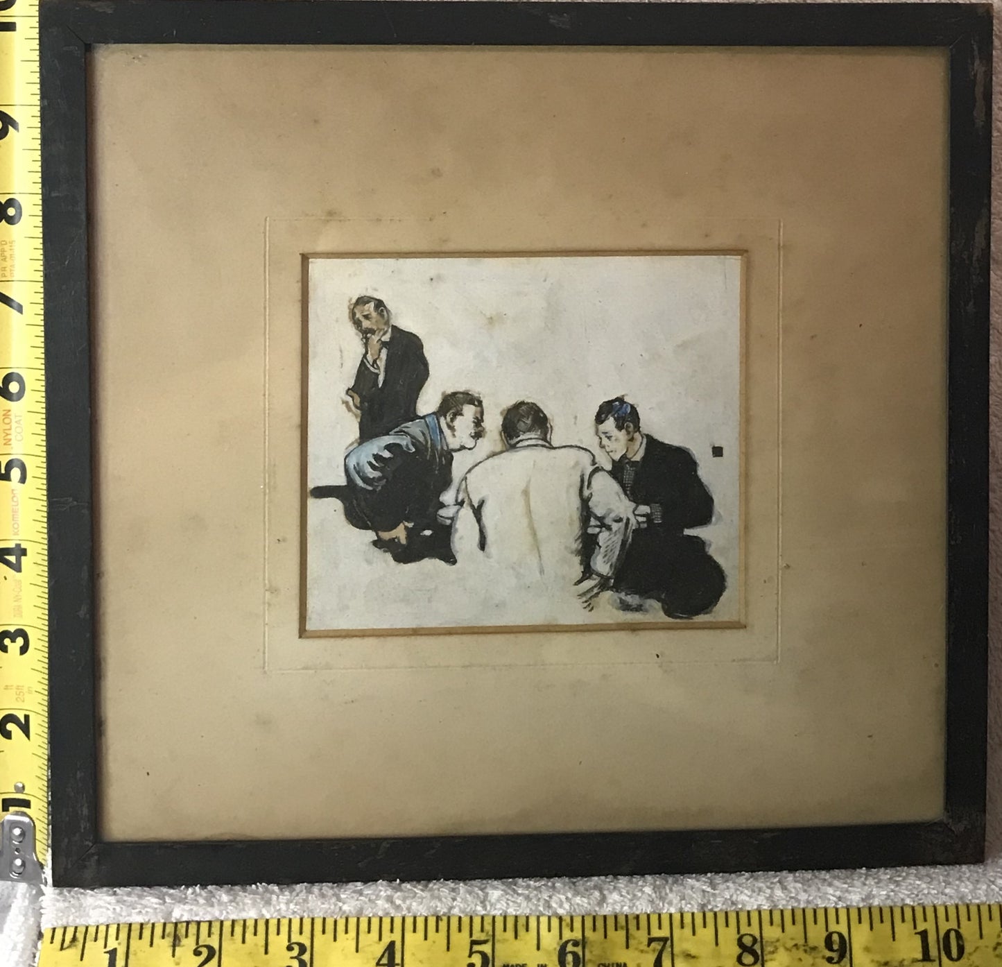 Vintage Group Discussion Scene – Framed Illustration