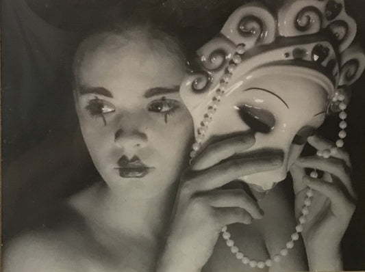 Vintage Black and White Art Photography - Woman with Mask