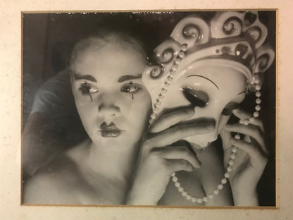 Vintage Black and White Art Photography - Woman with Mask