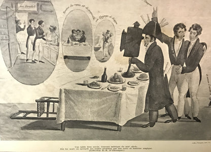 19th Century Satirical Engraving Print - "Une Table Bien Servie"