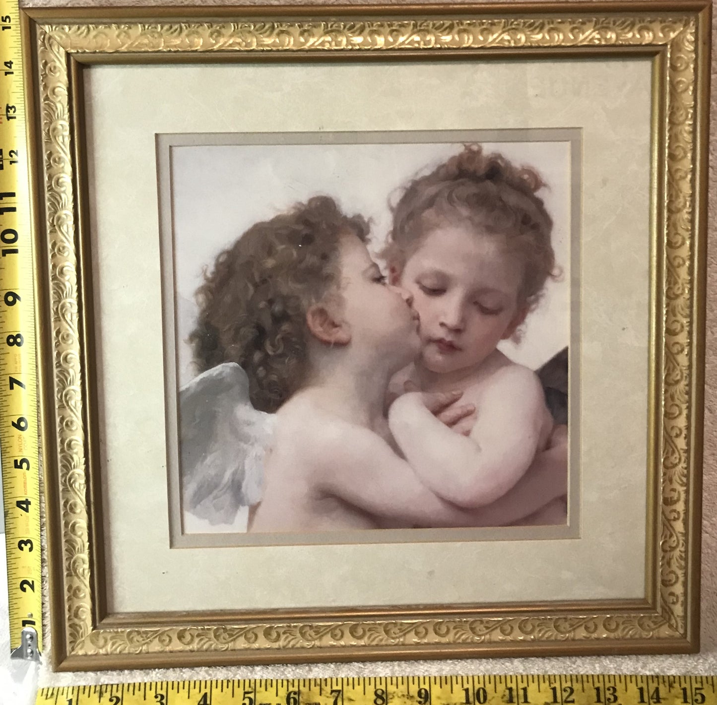 Cupid's Kiss - Cherub Art Print  -  Framed