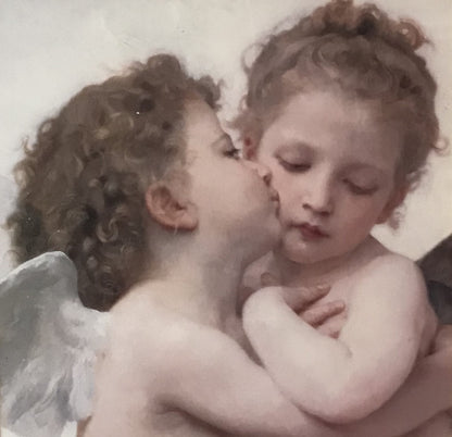 Cupid's Kiss - Cherub Art Print  -  Framed