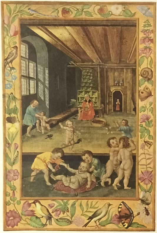 Vintage Framed German Children's Playroom Scene Print -'Kinderstube eines Deutschen Hauses'