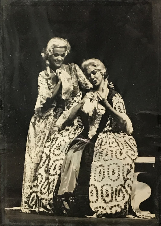 Vintage Black and White Performance Photograph - Two Women in Period Costume