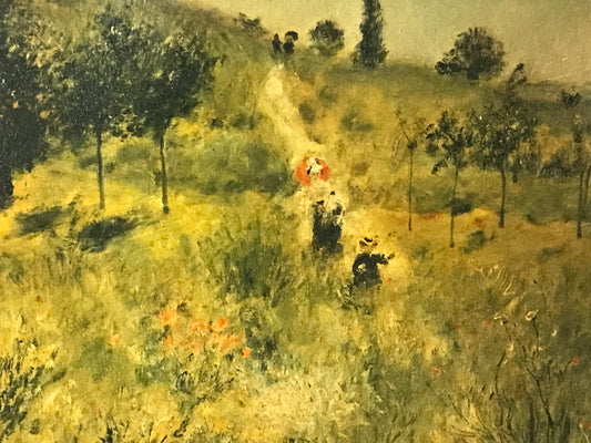 Vintage Landscape Painting - Pastoral Scene with Figures in a Field