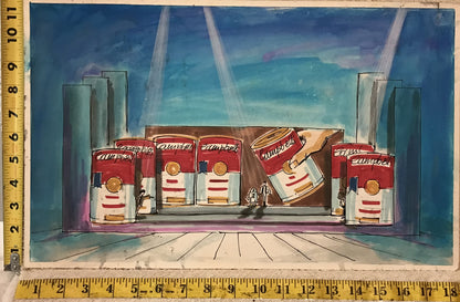 Vintage Campbell's Soup-Themed Stage Design Concept – Pop Art Influence