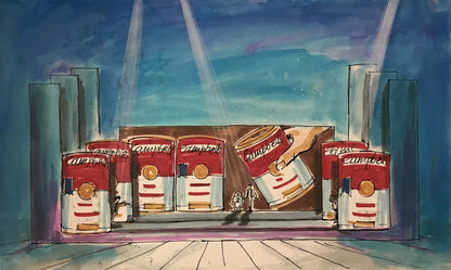 Vintage Campbell's Soup-Themed Stage Design Concept – Pop Art Influence