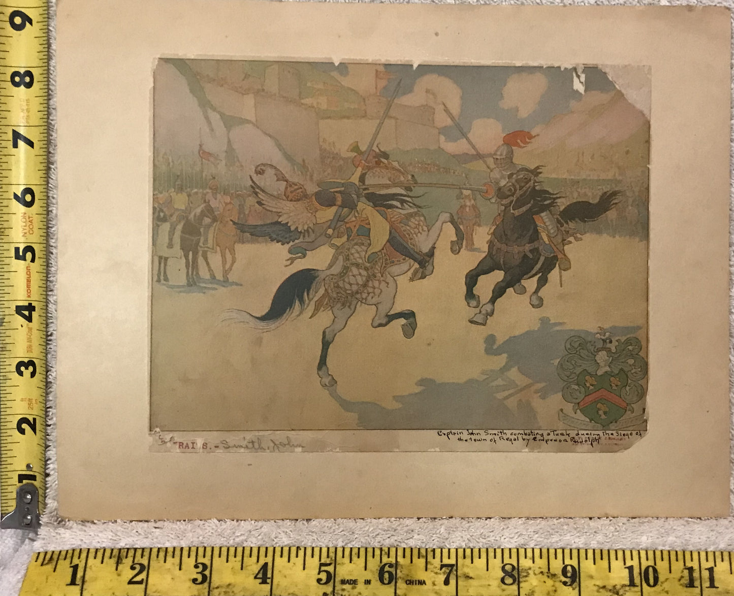 Vintage Print - "Captain John Smith Combating Turks" by E. Borough Johnson