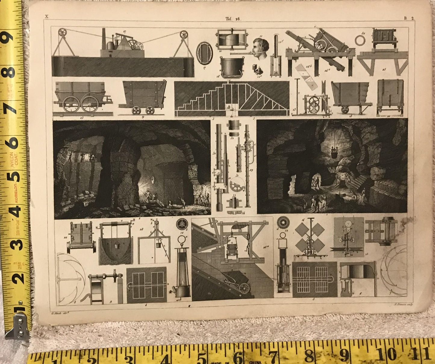 Antique Mining Equipment Engraving - 19th Century Industrial Illustration