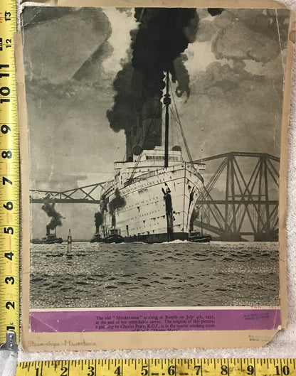 Vintage Print of RMS Mauretania - Arriving at Rosyth, 1935