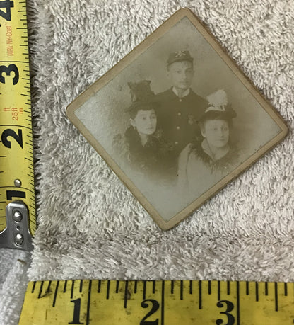 Antique Cabinet Card Photograph - Military Gentleman with Two Ladies - 1890s