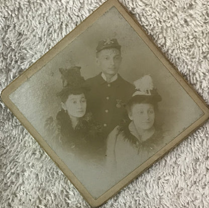 Antique Cabinet Card Photograph - Military Gentleman with Two Ladies - 1890s