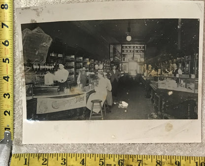 Vintage Photograph of C.N. Hart Drug Store and Soda Fountain Scene