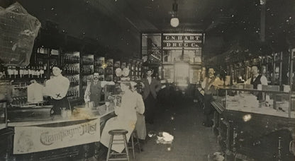 Vintage Photograph of C.N. Hart Drug Store and Soda Fountain Scene